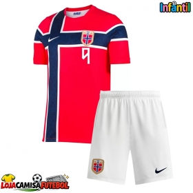 Camisa de Futebol Noruega Erling Haaland #9 Equipamento Principal Infantil Mundo 2026 Manga Curta (+ Calças curtas)